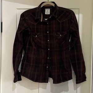 Plaid Button Down Shirt - Brown